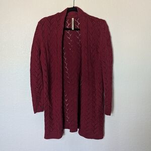 Leo & Nicole Red Cardigan Sweater Open Front Long